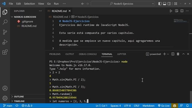NodeJS Ejercicios: 4 Interacción en el Intérprete de Línea de Comandos de NodeJS Operaciones Básica смотреть онлайн
