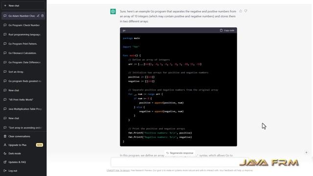 How to to separate the negative number and positive number from array of 10 numbers in Golang 1.20. смотреть онлайн