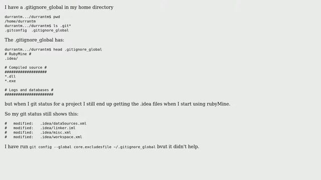 Ubuntu: I have a global .gitignore but files aren't being ignored, why? смотреть онлайн