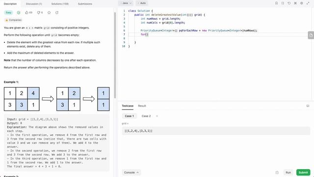Leetcode 2500 Delete Greatest Value in Each Row (Java) - Leetcode Contest 323 смотреть онлайн