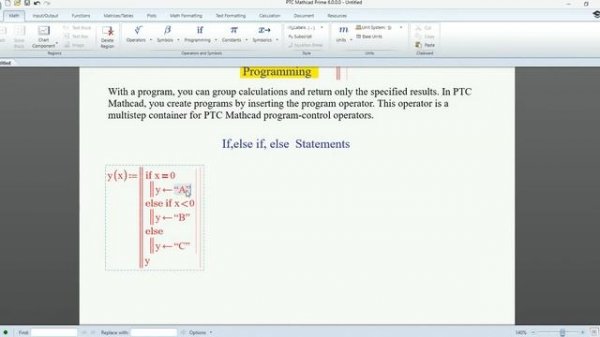 6. If, else if, else statement in MathCad