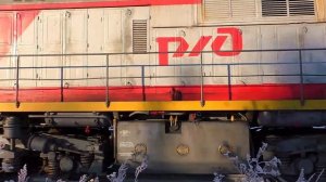 ТЭМ7А-0122 производит маневры с порожними полувагонами