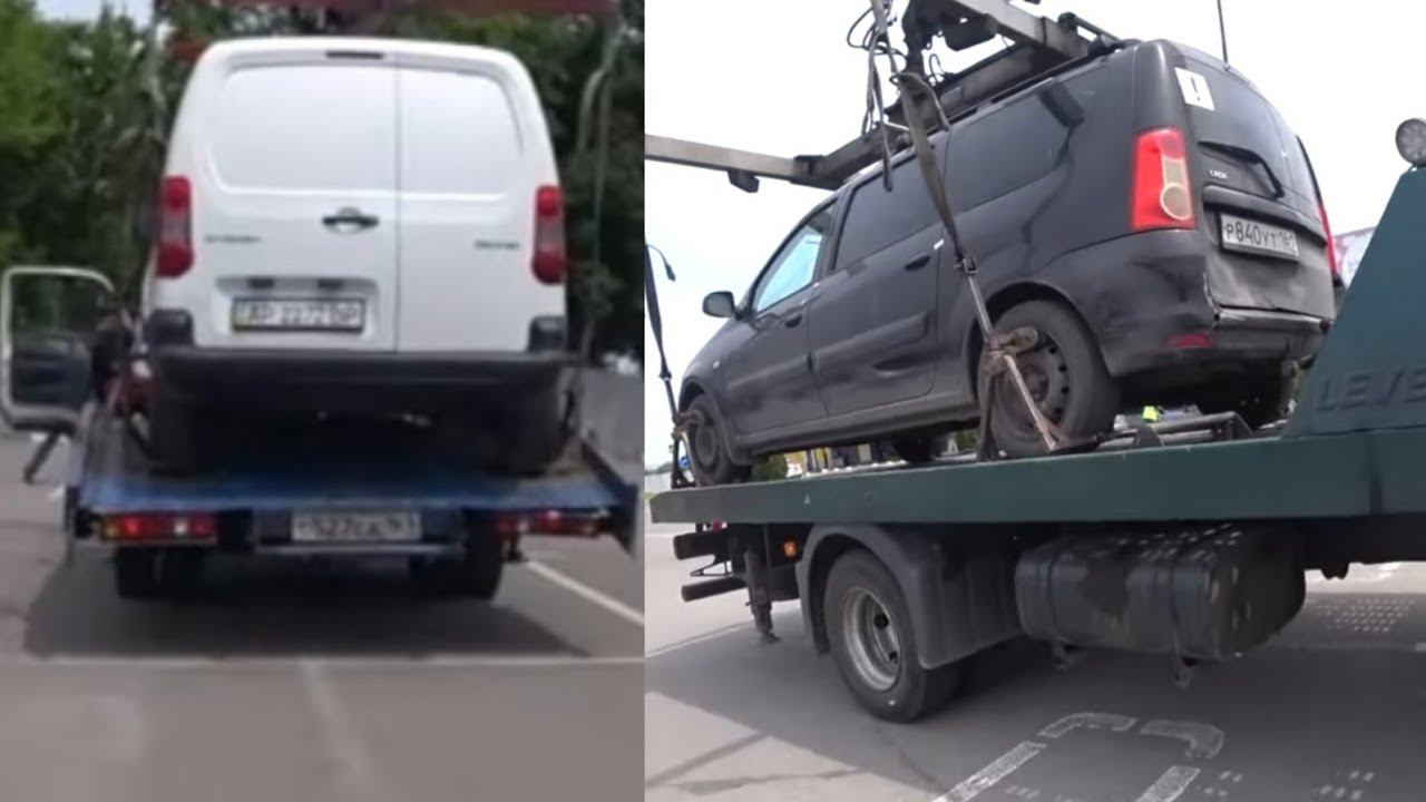 Эвакуация псевдо-инвалидов на инвалидных местах у гипермаркета Лента. смотреть онлайн