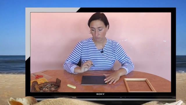 "Морская открытка" - мастер-класс по изготовлению объёмной поделки из ракушек и камушков . смотреть онлайн