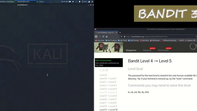 OverTheWire - BANDIT WALKTHROUGH LEVEL 00 -- 05 смотреть онлайн