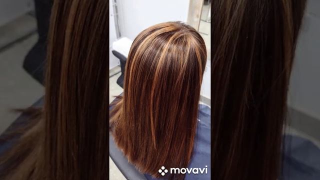 Люся. крупное мелирование в теплых тонах
