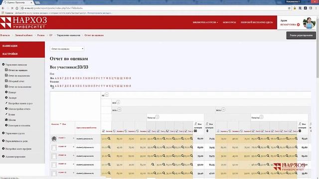 Как работать в журнале оценок в Moodle? смотреть онлайн