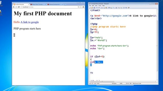 PHP lesson 5 - If statement, Comparison operators смотреть онлайн