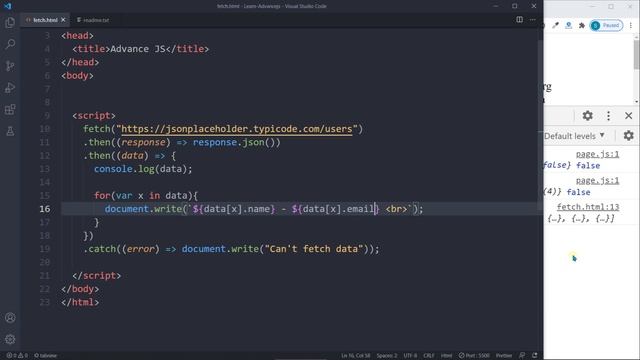 Advance JavaScript - Fetch API Tutorial in Hindi / Urdu смотреть онлайн