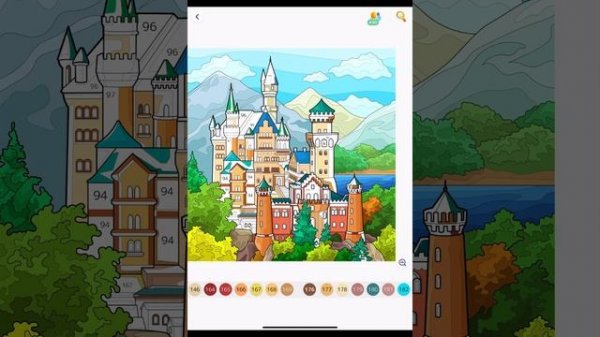 Hey Color with me Castle Paint by Numbers Online Game #relaxing #colouring