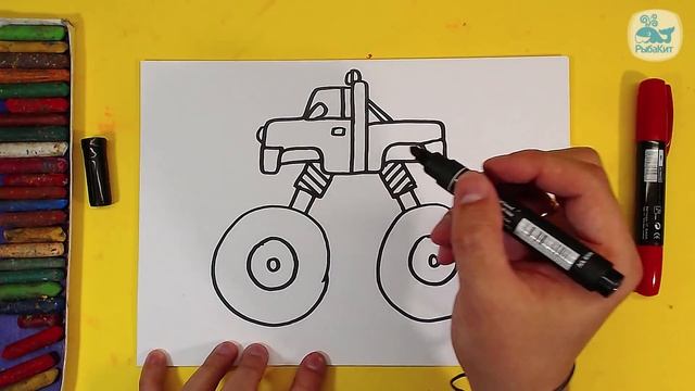 Как нарисовать МАШИНУ МОНСТР-ТРАК / Monster trucks смотреть онлайн