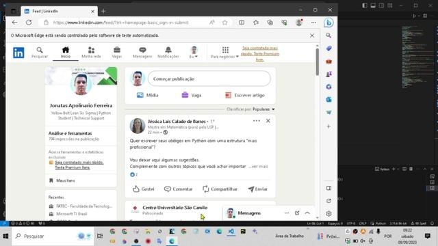 Robô post automático no Linkedin | RPA Selenium+Pyautogui em Python | Timelapse смотреть онлайн
