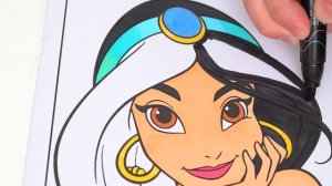 Coloring Jasmine Disney Princess Coloring Book Page Prismacolor Paint Markers | KiMMi THE CLOWN