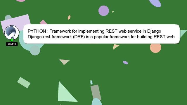 PYTHON : Framework for Implementing REST web service in Django смотреть онлайн