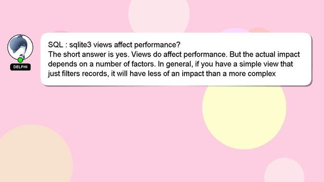 SQL : sqlite3 views affect performance? смотреть онлайн