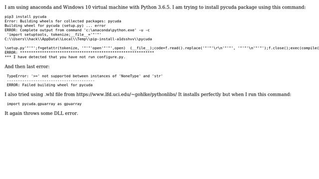 Unix & Linux: Installation of Pycuda in Windows 10 (Python 3.6.5) смотреть онлайн