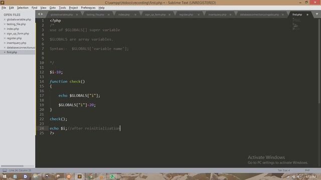 $GLOBALS Super variable in php смотреть онлайн