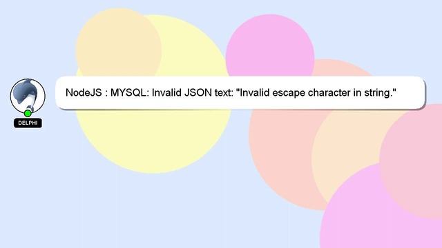 NodeJS : MYSQL: Invalid JSON text: "Invalid escape character in string." смотреть онлайн