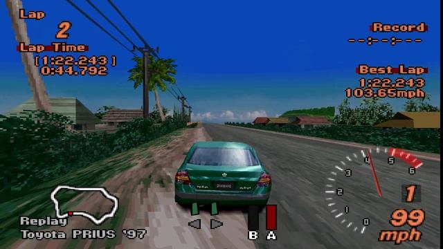 Gran Turismo 2 Stock Laps Tahiti Road ( Toyota Prius 97 ) 1:22.243 смотреть онлайн
