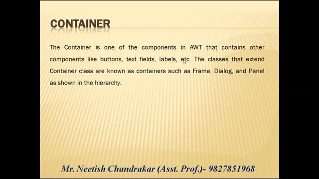 Awt (Abstract Window Toolkit) | Components of AWT | Container | Panel | Window | Frame | By Neetish смотреть онлайн