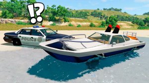 МАШИНА - ЛОДКА ПРОТИВ МЕНТОВ! УЕХАЛ ОТ ПОЛИЦИИ НА САМОДЕЛЬНОЙ ЯХТЕ! УГАР И БЕЗУМИЕ В BeamNG.drive