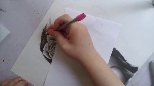 Sugar Skull Girl Portrait Speed Drawing - Semi Realistic Tattoo Design Portrait смотреть онлайн