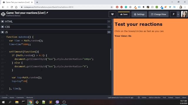 ?Game: test your reactions (Jquery + JS) LIVE! смотреть онлайн