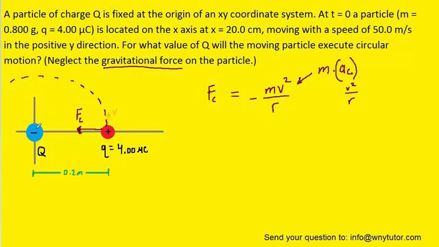 A particle of charge Q is fixed at the origin of an xy coordinate system. At t = 0 a particle (m = смотреть онлайн