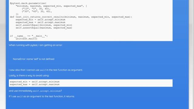 running with pytest parametrize fixture I am getting `self` is not defined смотреть онлайн
