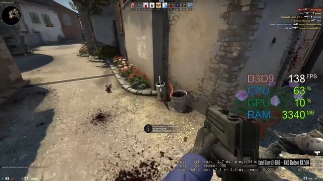 AMD Radeon RX 560 -- Intel Core i3-4160 -- CSGO Benchmark 1080p Very Low Inferno смотреть онлайн
