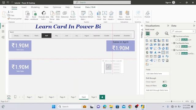 How to create Card in Power BI | Power Bi me card kaise banaye | Power Bi Tutorial for Beginner | смотреть онлайн