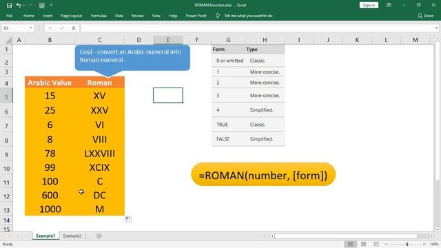 ROMAN function in Excel to convert an Arabic numeral to Roman number смотреть онлайн