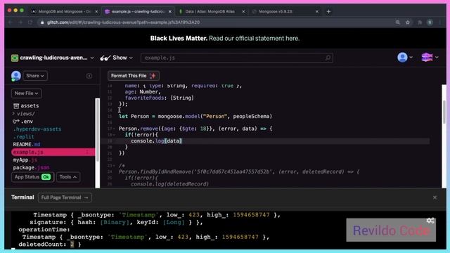 Delete Many Documents with model.remove() | Mongodb full course | #revildo_code смотреть онлайн