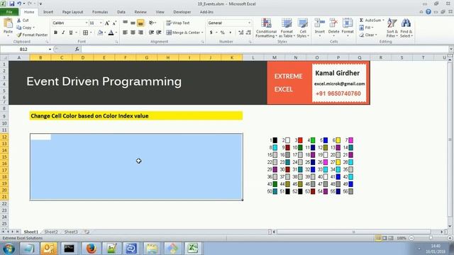 Advanced excel(vba) tutorial 35 : Excel VBA Events Example - Change cell color with value смотреть онлайн