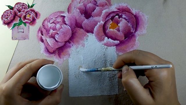 Рисунок на одежде ? Пионы акриловыми красками . Peonies acrylic painting. Flower painting tutorial смотреть онлайн