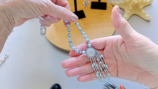 Колье "Снежная королева" из пресноводного жемчуга и маленький МК.#119 смотреть онлайн