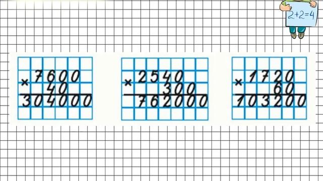 Письменное умножение двух чисел, оканчивающихся нулями. Математика 4 класс смотреть онлайн