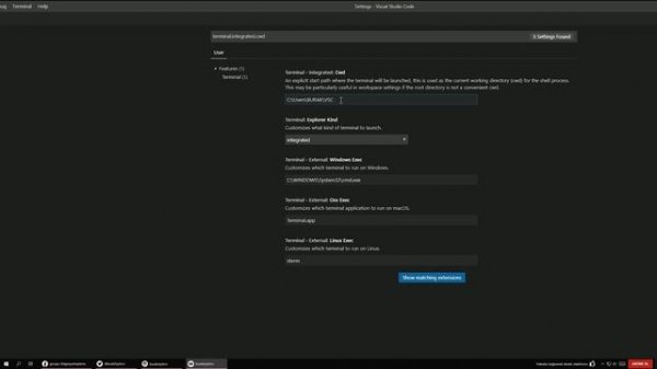 Visual Studio Code - How to change default terminal directory