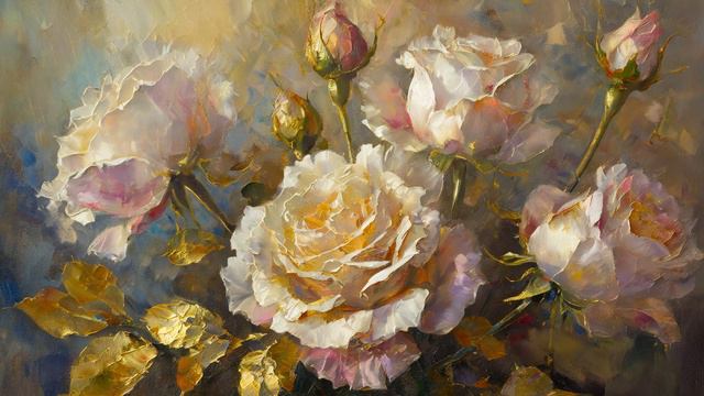 Vintage White & Pink Rose Valentine Art | 4K TV Frame Art Screensaver | TV Inspired Art | 6 scenes смотреть онлайн