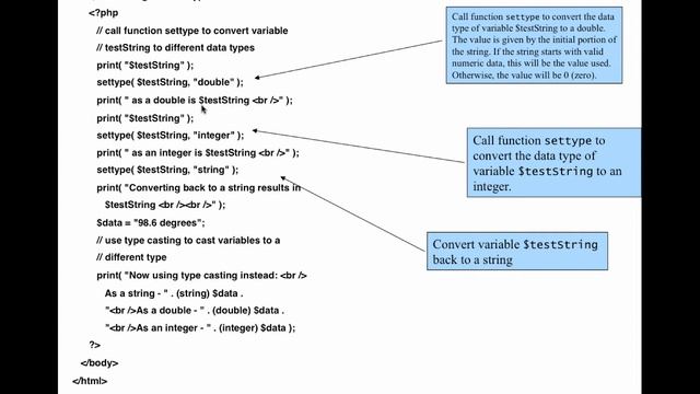 PHP (SetType and Type Casting) смотреть онлайн