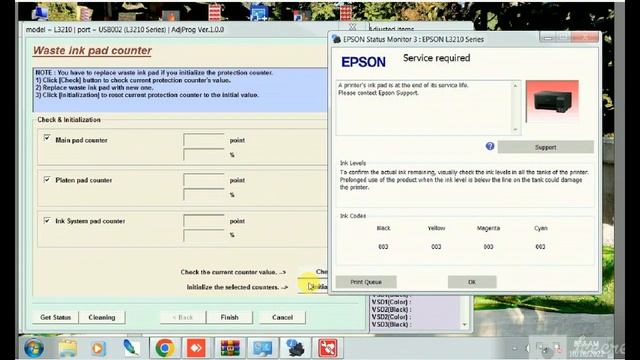 How To Reset Epson L3110 L3150 L3210 L3250 L380 L360 Printer | Epson L3210 L3250 Blinking All Light