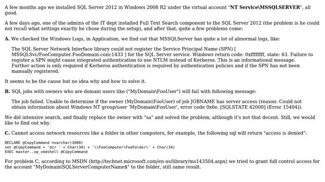 DevOps & SysAdmins: SQL Server 2012 with account NT ServiceMSSQLSERVER access is denied in domain смотреть онлайн
