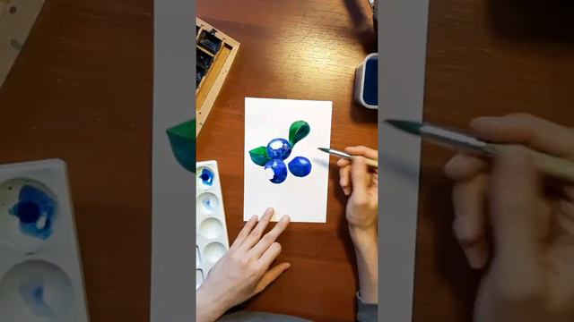 Speedpainting ягоды черника голубика акварелью blueberries blackberries in watercolor смотреть онлайн