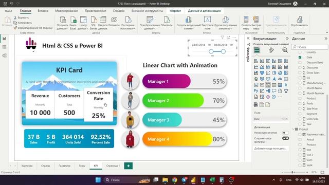 Power BI HTML&CSS Chart and KPI card смотреть онлайн