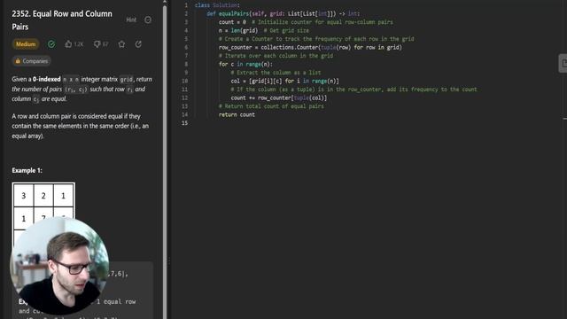 Python Magic: Optimizing LeetCode 2352 Solution | Equal Row and Column Pairs смотреть онлайн