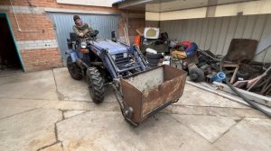 Бетономешалка на КУН самодельного погрузчика.