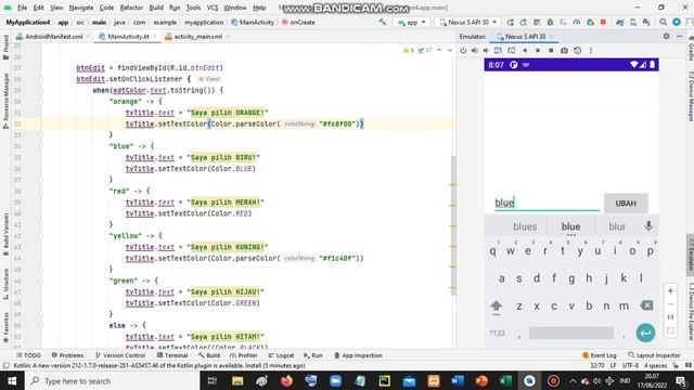Tugas Kelompok "Membuat Aplikasi Text Color Menggunakan Bahasa Kotlin" . смотреть онлайн