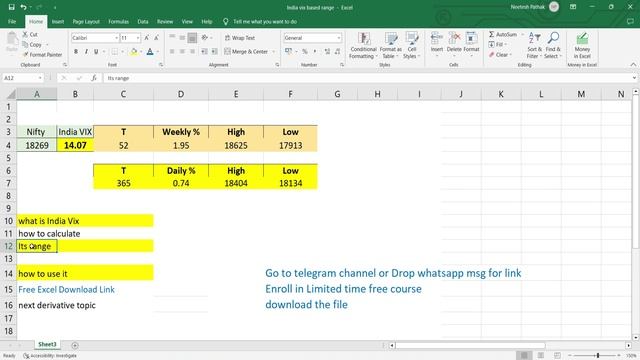 India vix Nifty prediction excel file download | Vix calculation Explained смотреть онлайн