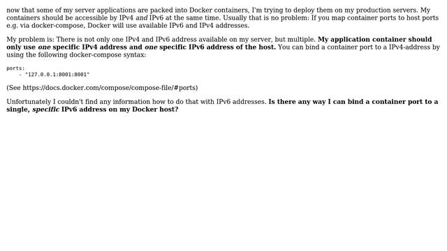 DevOps & SysAdmins: Docker: Map container port to single IPv6-address on host (2 Solutions!!) смотреть онлайн