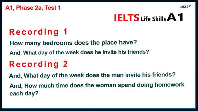 IELTS Life Skills A1 Listening Practice Test 1   ►  New 2024